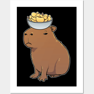 Capybara with Potato Chips on its head Posters and Art